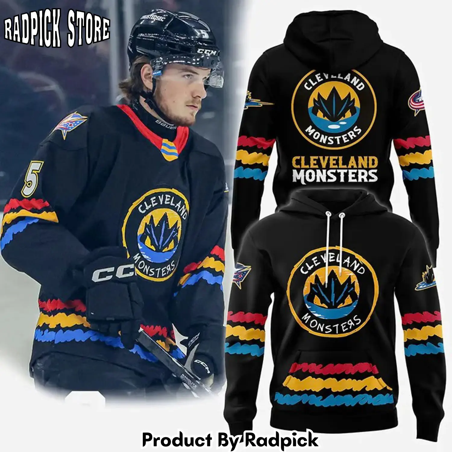Cleveland monsters x babies childrens night hoodie joggers hoodie and long pants set rp291834